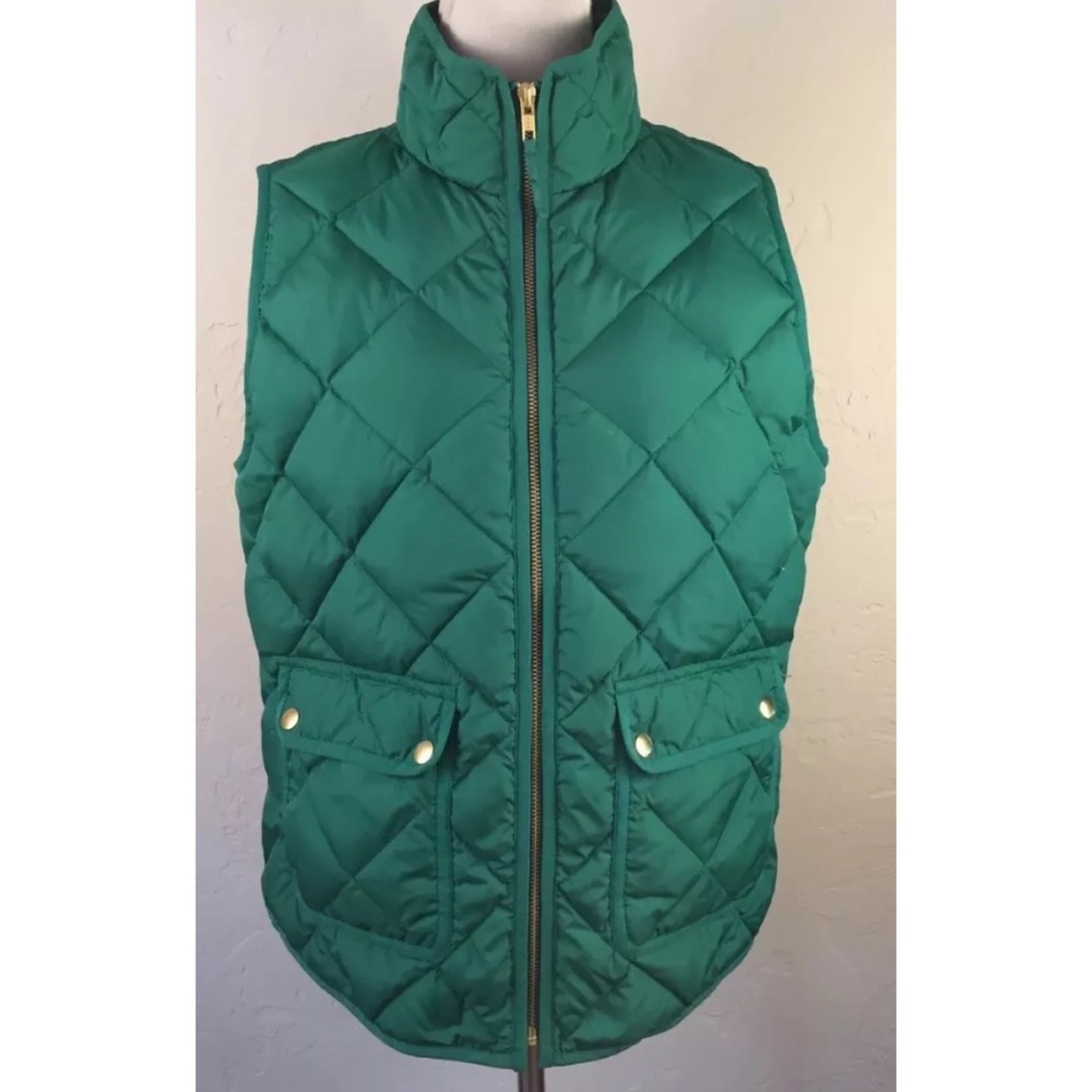 J. Crew Excursion Quilted Down Vest Kelly Green M - Picture 2 of 6